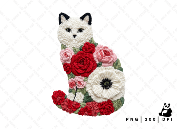 Download Floral Valentine Cat Latch Hook PNG - Floral Collection