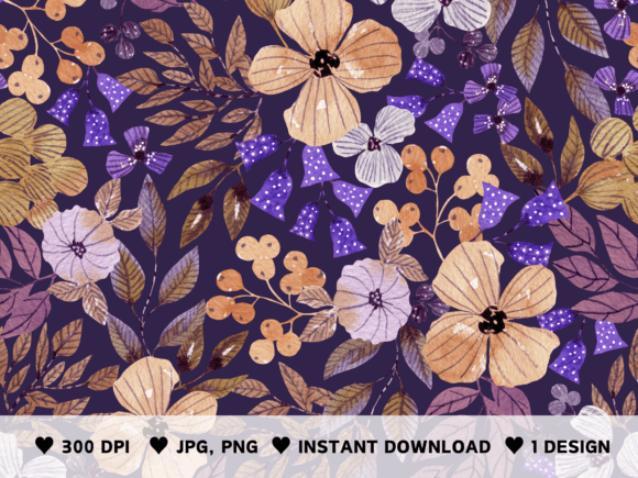 Download Watercolor Floral Dark Pattern - Floral Collection