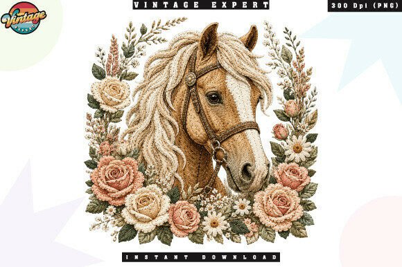Download Rustic Floral Horse Patchwork PNG - Floral Collection