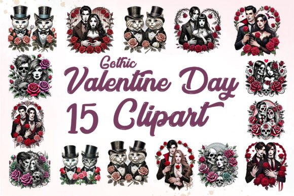 Download Floral Gothic Valentine Clipart - Floral Collection