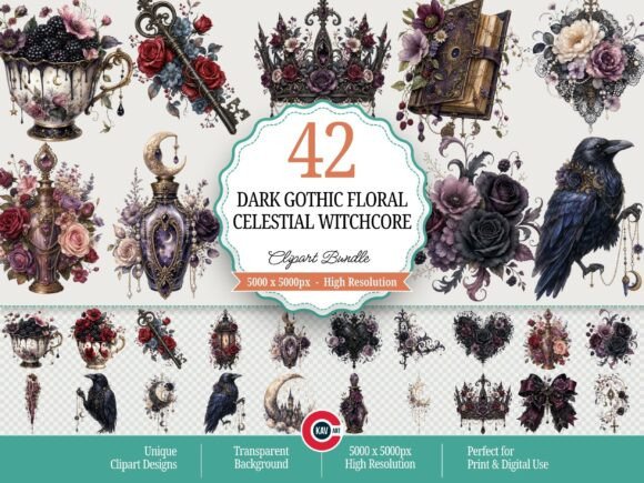 Download Dark Gothic Floral Celestial Witchcore - Floral Collection