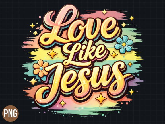 Download Retro Love Like Jesus Floral PNG Shirt - Floral Collection