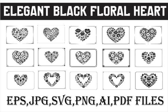 Download Elegant Black Floral Heart, Romantic - Floral Collection