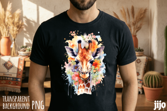 Download Giraffe Floral Watercolor Animal PNG - Floral Collection