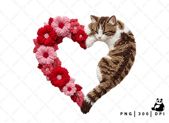 Download Floral Valentine Cat Love Latch Hook PNG - Floral Collection