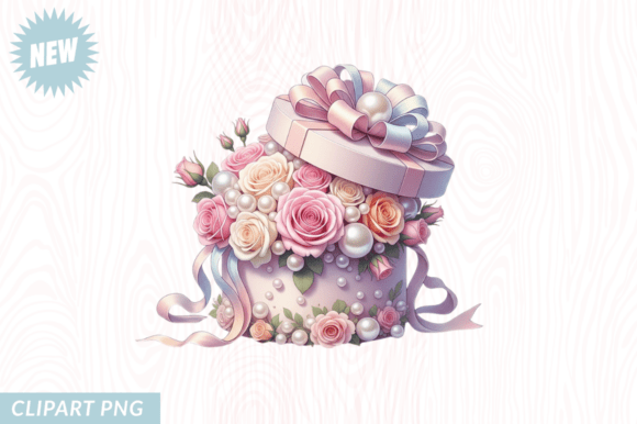 Download Watercolor Floral Gift Box Clipart PNG - Floral Collection