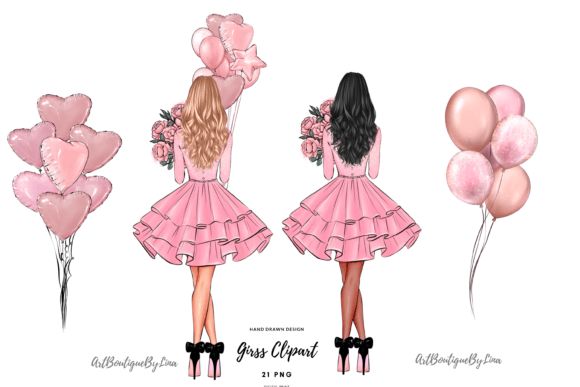 Download Birthday Girl Clipart in Pink Dress - Birthday girl Collection