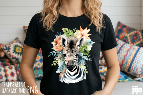 Download Zebra Floral Watercolor Animal PNG - Floral Collection
