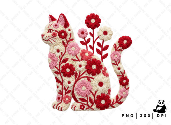 Download Floral Valentine Cat Latch Hook PNG - Floral Collection