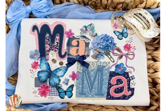 Download Patchwork Mama Floral Butterfly Bow Png - Floral Collection