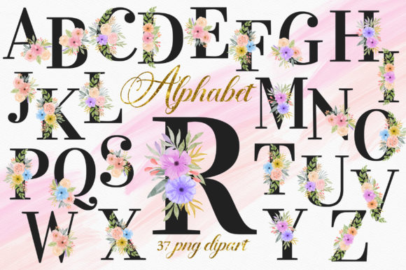Download Romantic Floral Alphabet Numbers Clipart - Floral Collection