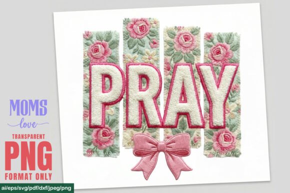 Download Pray Floral Faux Embroidery PNG - Floral Collection
