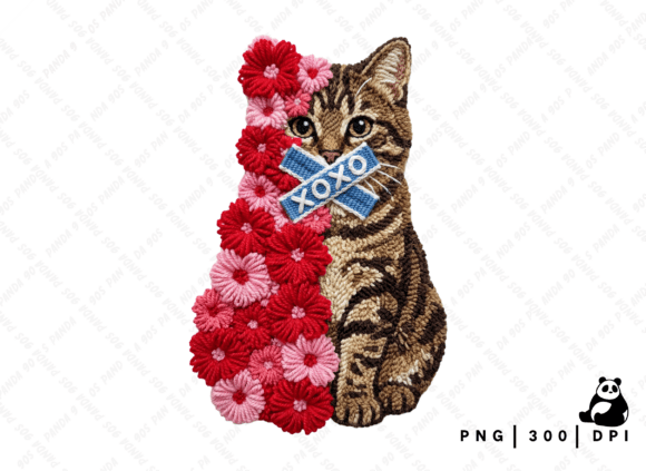 Download Floral Valentine Cat Latch Hook PNG - Floral Collection