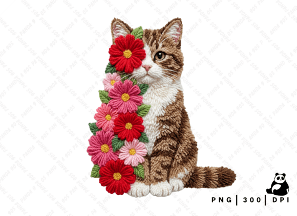Download Floral Valentine Cat Latch Hook PNG - Floral Collection
