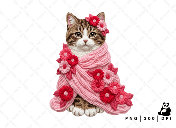 Download Floral Valentine Cat Latch Hook PNG - Floral Collection