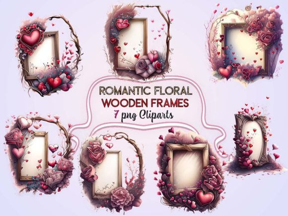 Download Romantic Floral Wooden Frames Clipart - Floral Collection
