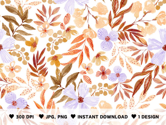 Download Gold Floral Watercolor Pattern - Floral Collection