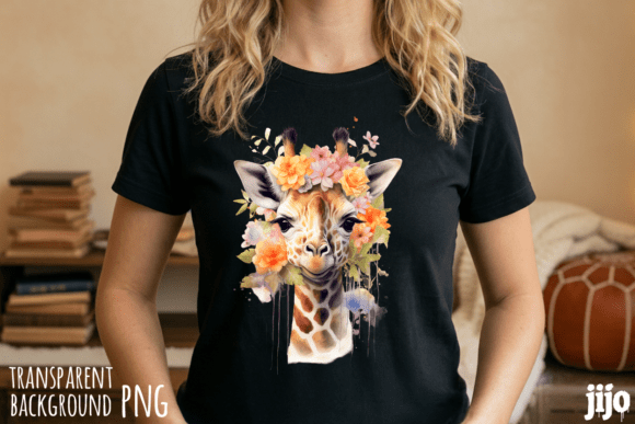 Download Giraffe Floral Watercolor Animal PNG - Floral Collection